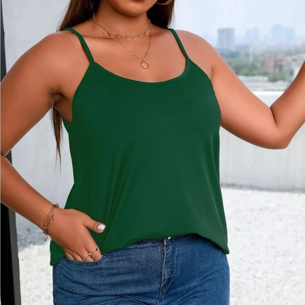 Green CrissCross-Back Flowy Cami Top NWOT - Picture 2 of 12